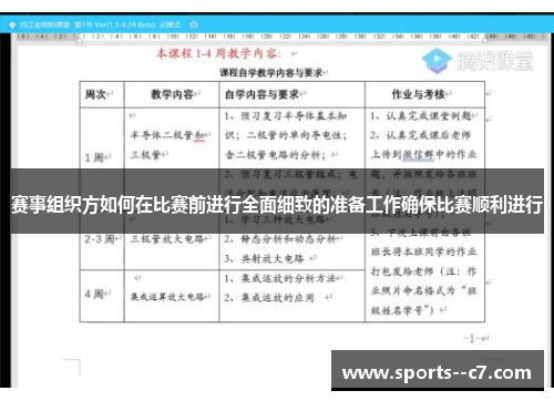 赛事组织方如何在比赛前进行全面细致的准备工作确保比赛顺利进行 赛事组织方如何在比赛前进行全面细致的准备工作确保比赛顺利进行