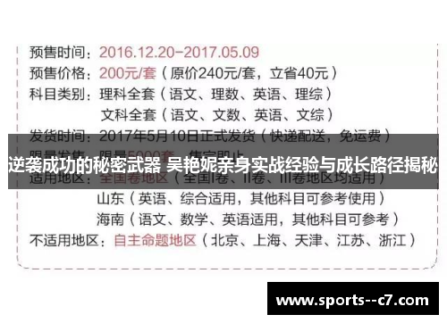 逆袭成功的秘密武器 吴艳妮亲身实战经验与成长路径揭秘