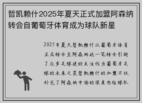 哲凯赖什2025年夏天正式加盟阿森纳转会自葡萄牙体育成为球队新星